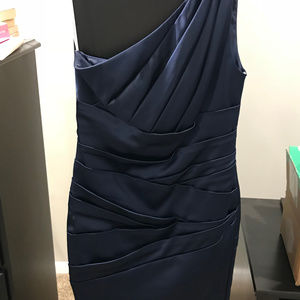 One Shoulder Navy Blue Cocktail Dress